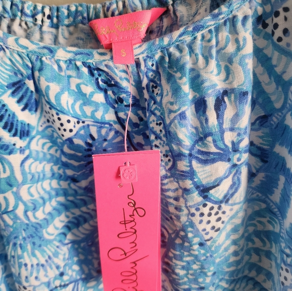 Lilly Pulitzer Jayden Mini Dress women small 100% Linen Blue/White Coastal beach - Picture 9 of 14